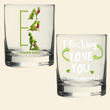 Load image into Gallery viewer, “I Fucking Love You” - Sinful Christmas Pleasure Glass Mug | Personalized Gift for Couples Whiskey Glass PopCulturePrints
