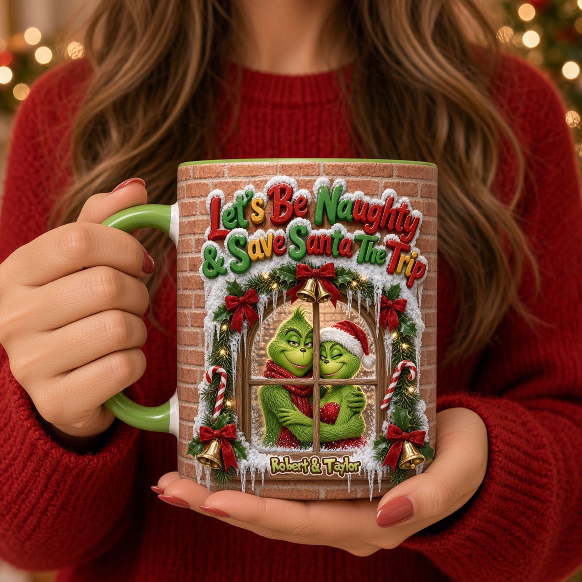 “Let's Be Naughty & Save Santa the Trip” - Funny Couple Coffee Mug, Personalized Gift for Couples