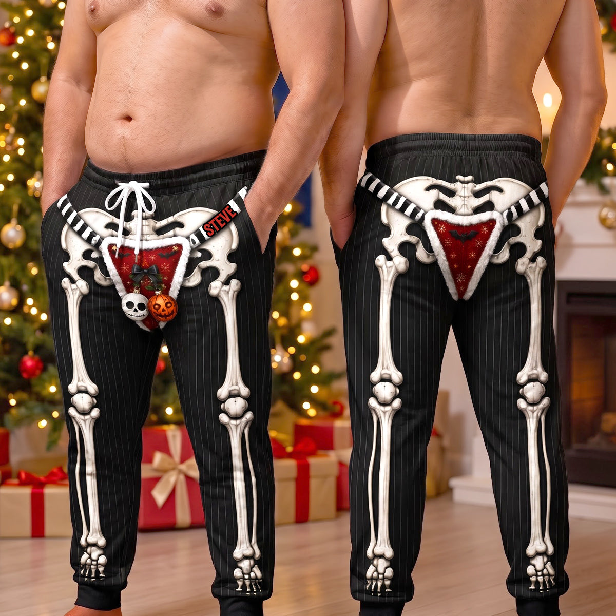 “Spook-tacular Style” - Funny Skeleton Holiday Sweatpants - Personalized Custom Gift for Halloween Lovers
