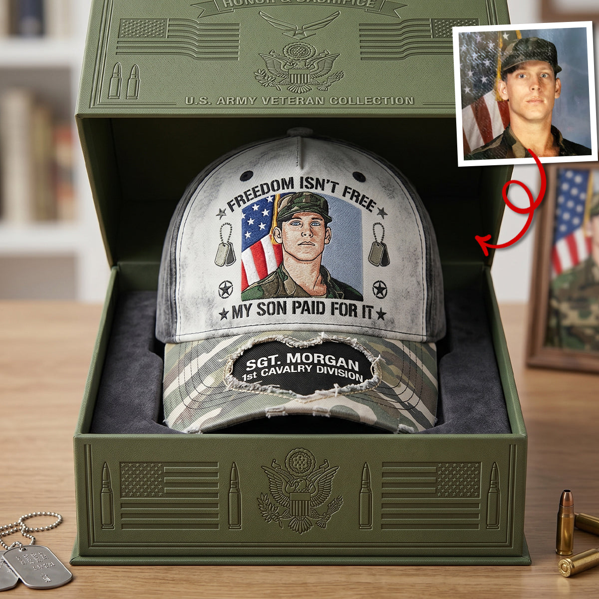 Freedom Isn't Free - Personalized Military Cap for Veteran Families Caps PopCulturePrints