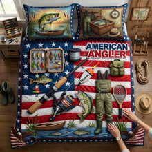 Load image into Gallery viewer, "Catch the Joy of Fishing!" - USA Fishing Quilt Bedding Set - Personalized Gifts for Fishing Lovers Blanket PopCulturePrints
