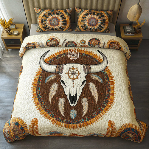 Western Cow Skull Quilt Bedding Set - Unique & Personalized Blanket PopCulturePrints