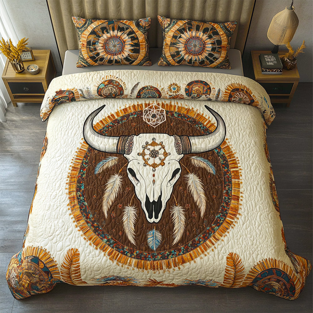 Western Cow Skull Quilt Bedding Set - Unique & Personalized Blanket PopCulturePrints