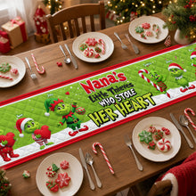 Load image into Gallery viewer, “Nana’s Little Thieves Who Stole Her Heart” - Personalized Quilted Table Runner - Unique Gift for Grandmothers
