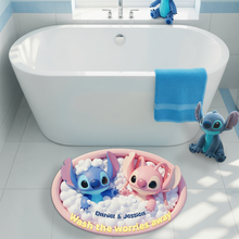 Load image into Gallery viewer, “Wash the worries away” - Tropical Alien Couple Doormat - Personalized Gift for Couples Doormat PopCulturePrints
