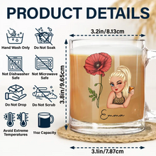 Load image into Gallery viewer, Bloom Where You&#39;re Planted - Personalized Women&#39;s Glass Mug with Birth Month Flowers Glass Mug PopCulturePrints
