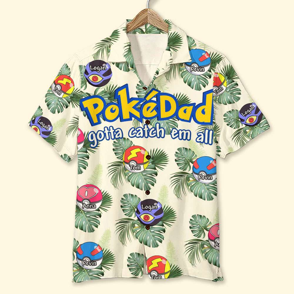Customizable 'PokeDad' Hawaiian Shirt - Perfect Gift for Dads Hawaiian Shirts PopCulturePrints