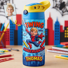 Load image into Gallery viewer, Swing Into School Tumbler - Personalized 12oz Colorful Kid Tumbler for Kindergarteners
