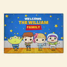 Load image into Gallery viewer, Welcome to Our Family Personalized Cartoon Doormat Doormat PopCulturePrints
