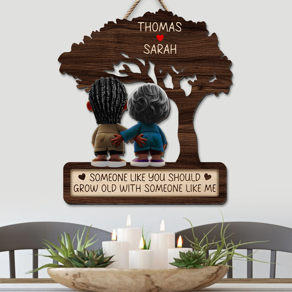 Personalized Couple Wood Sign - Someone Like You Should Grow Old With Someone Like Me Wood Sign PopCulturePrints