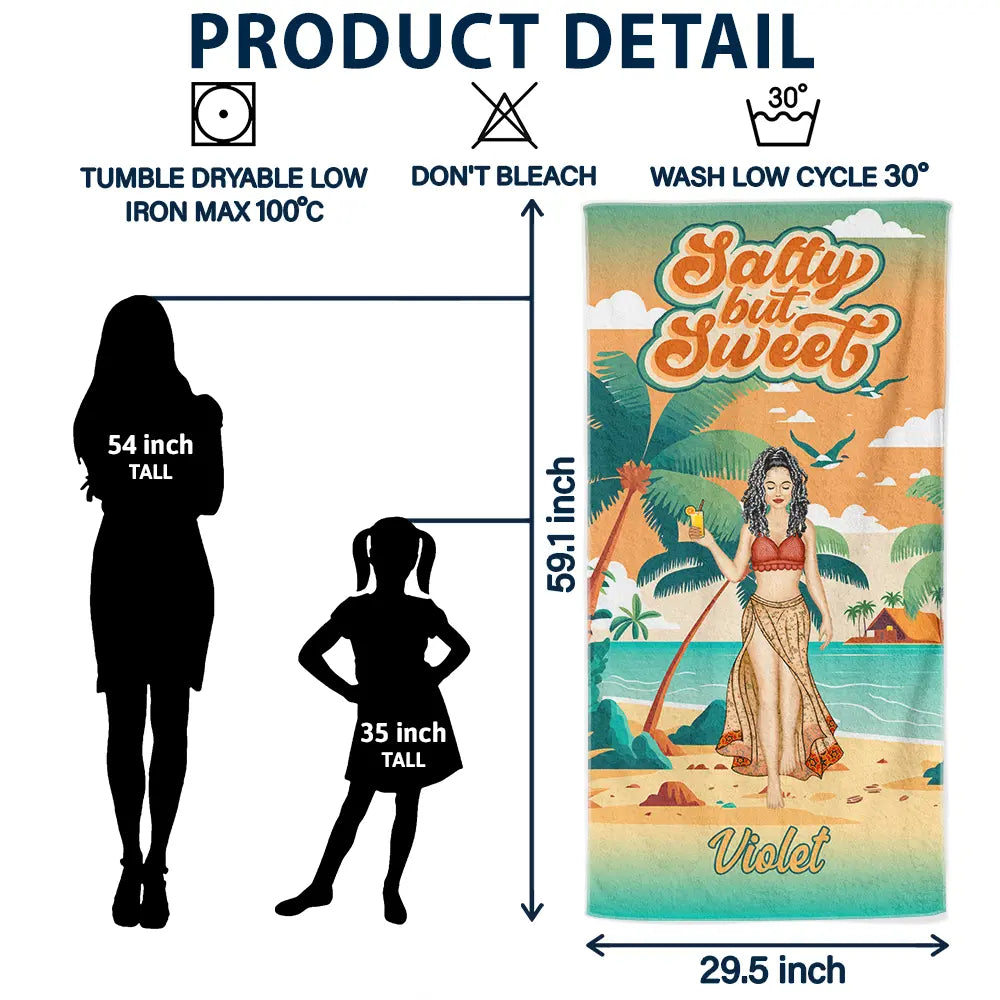 Salty But Sweet - Personalized Beach Towel for the Beach Lovers Beach Towel PopCulturePrints
