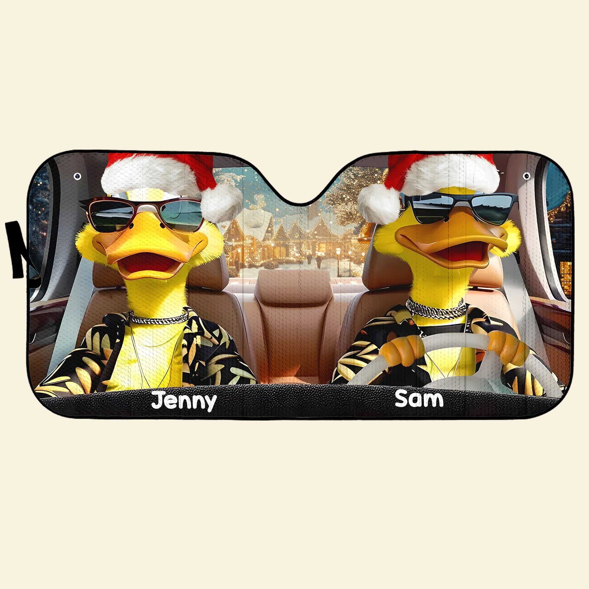 Custom Duck Couple Christmas Sunshade