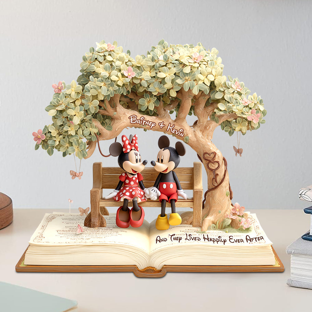 “And They Lived Happily Ever After” - Romantic Couple Personalized Acrylic Plaque Gift for Couples Shaped Plaques PopCulturePrints