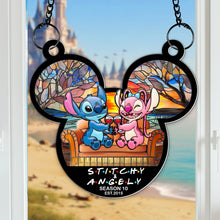 Load image into Gallery viewer, Celebrate Your Love: Tropical Space Couple Suncatcher - Personalized Anniversary Gift Ornament PopCulturePrints
