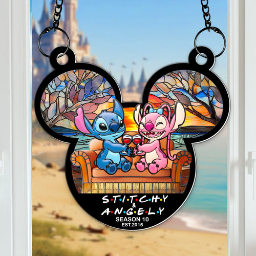 Celebrate Your Love: Tropical Space Couple Suncatcher - Personalized Anniversary Gift Ornament PopCulturePrints