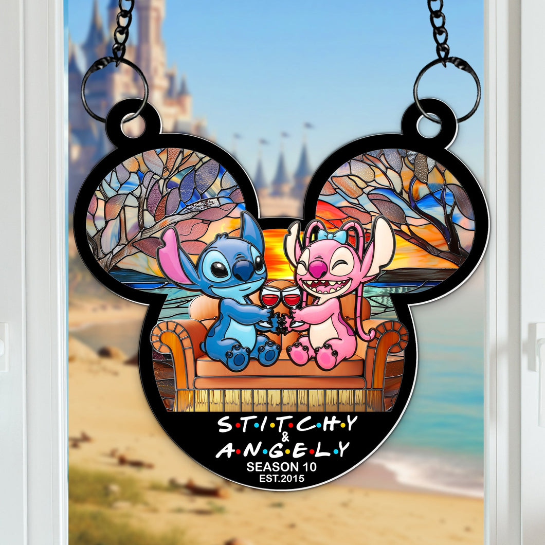 Celebrate Your Love: Tropical Space Couple Suncatcher - Personalized Anniversary Gift Ornament PopCulturePrints
