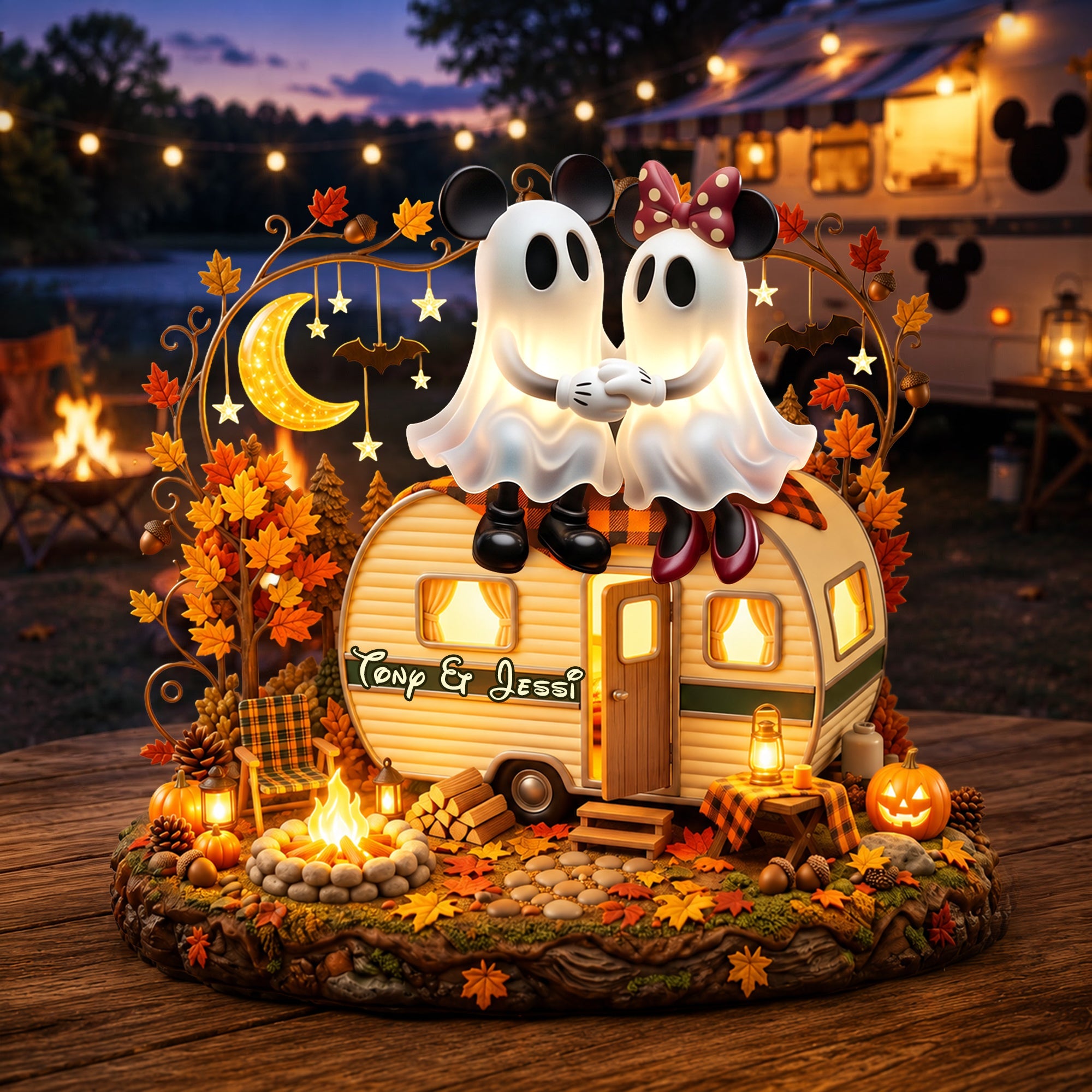 Halloween Camping Couple Acrylic Light Box - Personalized Gifts For Couple 01palu080826 Light Box PopCulturePrints