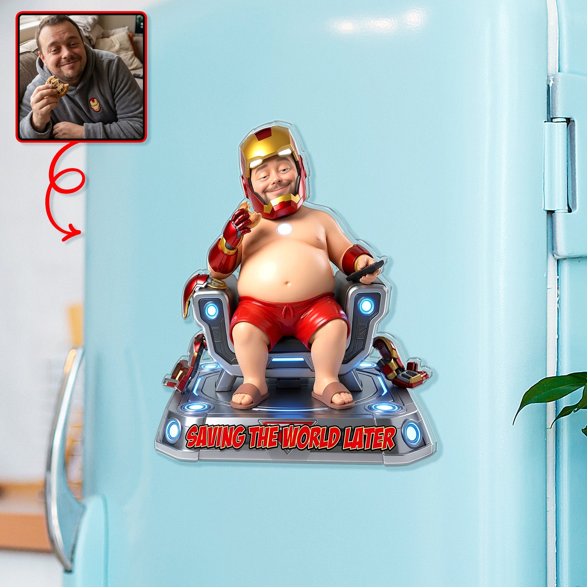 Saving The World Later - Custom Photo Acrylic Fridge Magnet