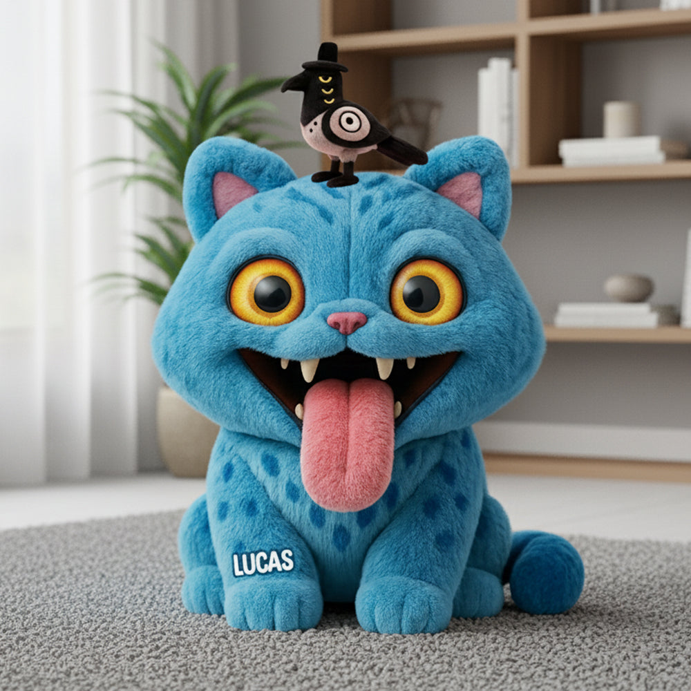 “Bring Joy to Your Home!” - Blue Mischief Cat Shaped Pillow - Personalized Gift for Cat Lovers and Friends Pillow PopCulturePrints