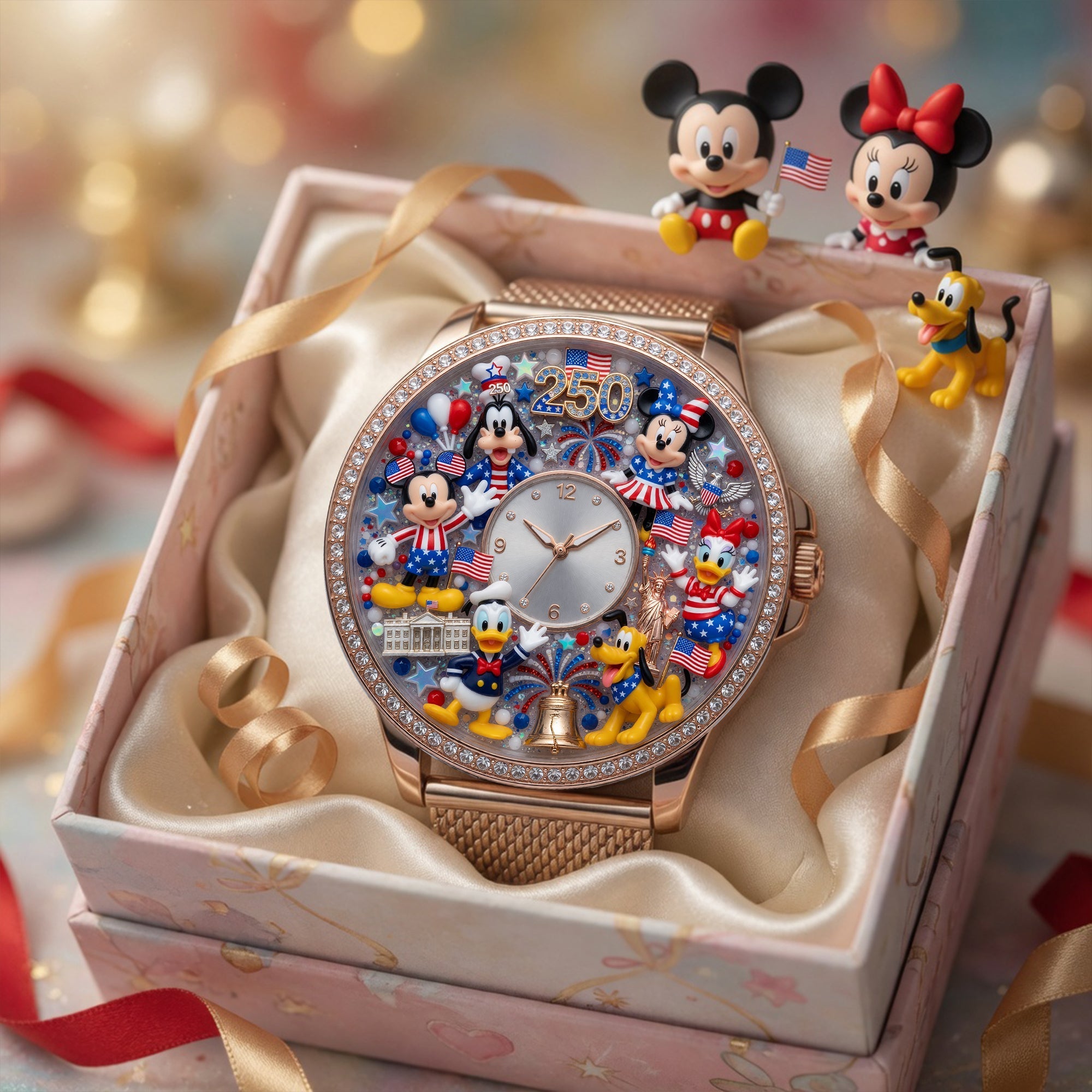 "Celebrate the Spirit of America!" - Personalized Mesh Strap Quartz Watch - Gift for Patriots and Disney Lovers Quartz Watch PopCulturePrints