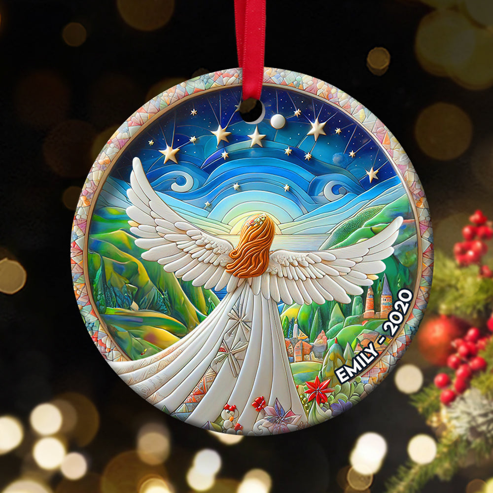 Personalized Angel Wings Memorial Ceramic Ornament