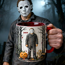 Load image into Gallery viewer, "Face Your Fears with Every Sip" - Scary Villain Accent Mug - Personalized Gift for Horror Fans Coffee Mug PopCulturePrints
