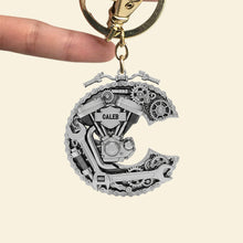 Load image into Gallery viewer, Rev your Passion: Motorcycle Mechanical Initial Keychain - Personalized Gift for Bikers Keychains PopCulturePrints
