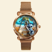 Load image into Gallery viewer, “Embrace the Alien Vibes!” - Cute Blue Alien Quartz Watch, Personalized Gift for Movie Lovers Quartz Watch PopCulturePrints
