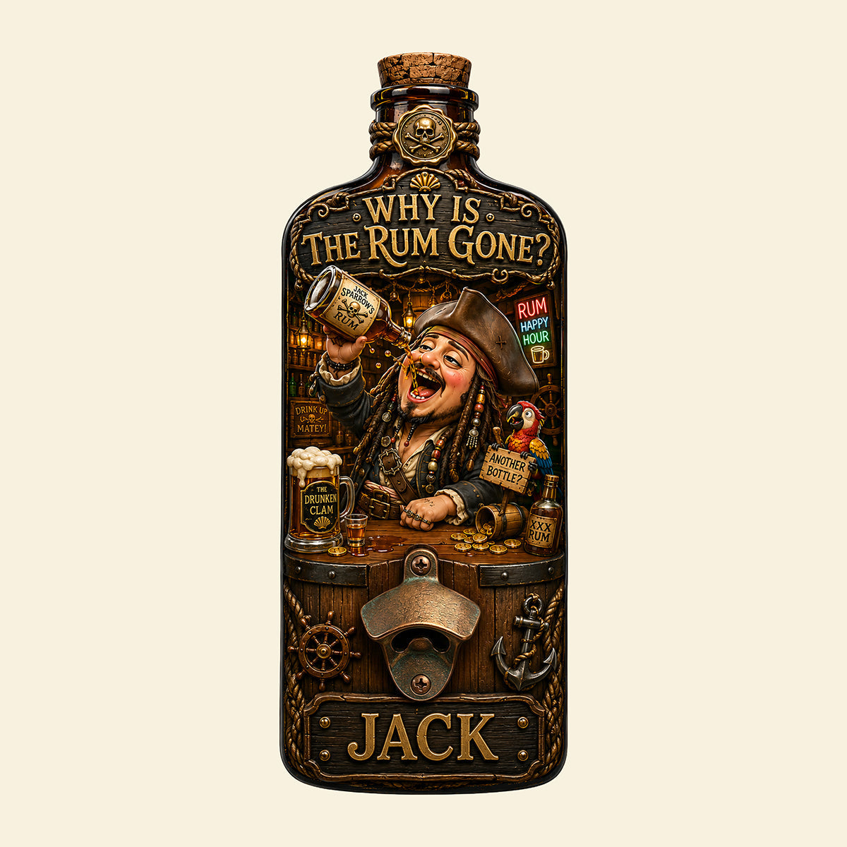 Intoxicated Man Wall Hanging Bottle Opener - Personalized Gifts 03hata140726 Bottle Opener PopCulturePrints