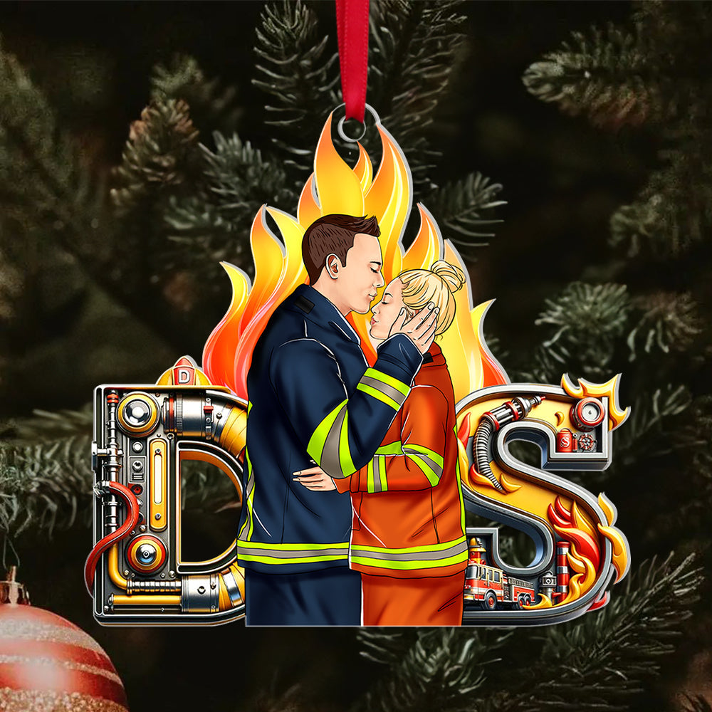 Personalized Firefighter Couple Acrylic Ornament | Custom Gifts | Valentine's Day Gifts Ornament PopCulturePrints