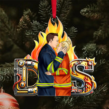 Load image into Gallery viewer, Personalized Firefighter Couple Acrylic Ornament | Custom Gifts | Valentine&#39;s Day Gifts Ornament PopCulturePrints
