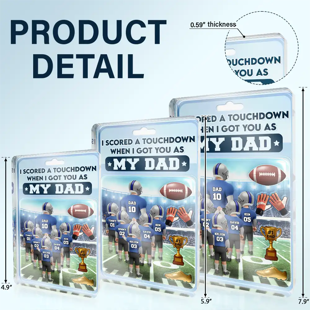 I Scored a Touchdown When I Got You As My Dad - Personalized Custom Acrylic Plaque Gift for Dads and Grandpas Acrylic Plaque PopCulturePrints