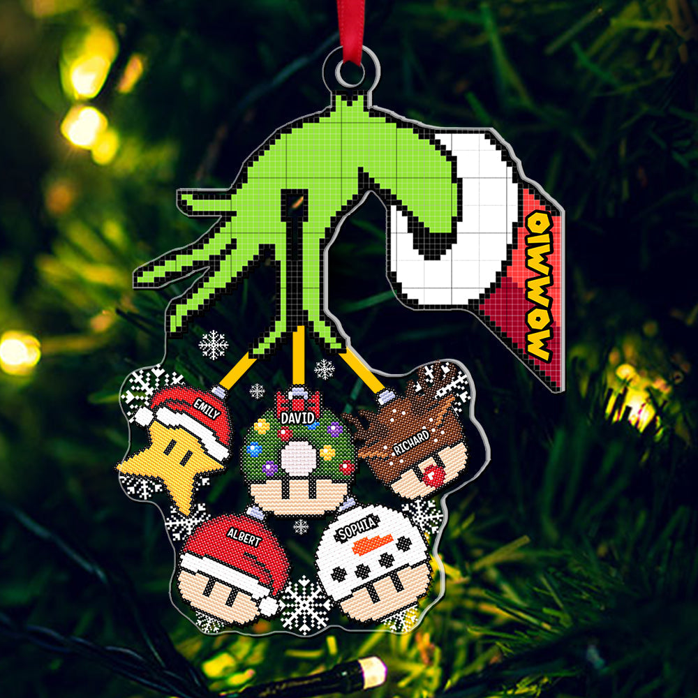Personalized Family Christmas Ornament - Pixel Art Design Ornament PopCulturePrints