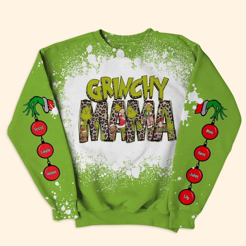 Grinchy Mama Personalized Christmas Shirt AOP Products PopCulturePrints