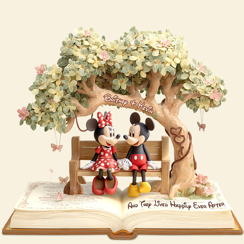 “And They Lived Happily Ever After” - Romantic Couple Personalized Acrylic Plaque Gift for Couples Shaped Plaques PopCulturePrints