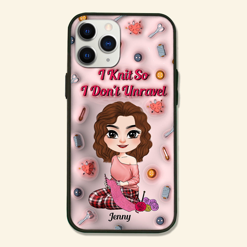 Personalized 3D Phone Case - Knit Lover Gift for Girls