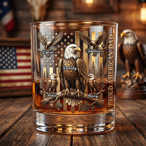 Proud Eagle Dad Round Glass - Personalized Gifts For Dad 04padh260526 Glass PopCulturePrints