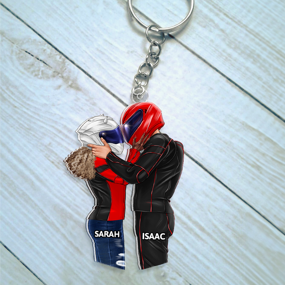 Personalized Biker Couple Keychain - Unique Valentine's Day Gifts for Couples Keychains PopCulturePrints