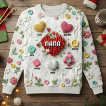 Load image into Gallery viewer, Grandma Knitting With Heart Sweater - Custom Gifts for Grandma &amp; Mom AOP Products PopCulturePrints
