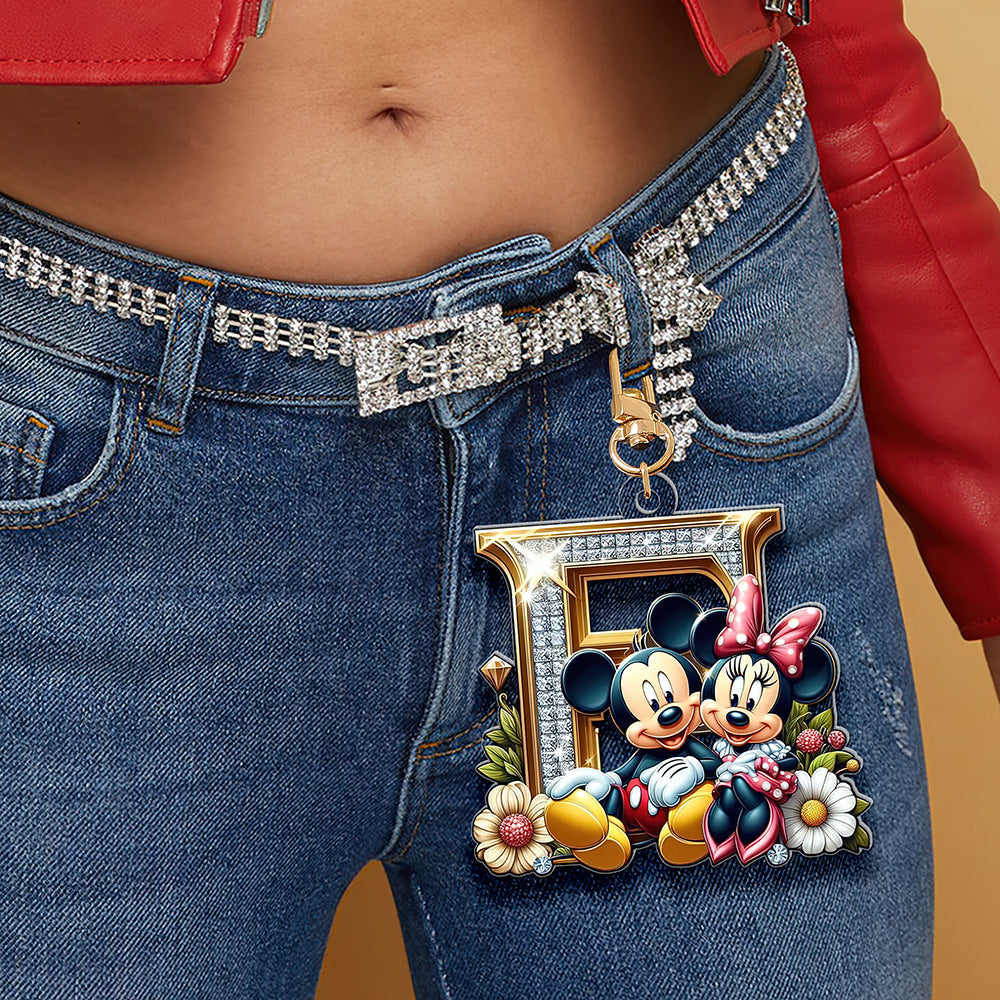 Personalized Mickey and Minnie Alphabet Keychain Keychains PopCulturePrints