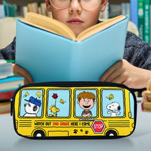 Load image into Gallery viewer, Personalized Peanuts School Bus Pencil Case - Watch Out 2nd Grade
