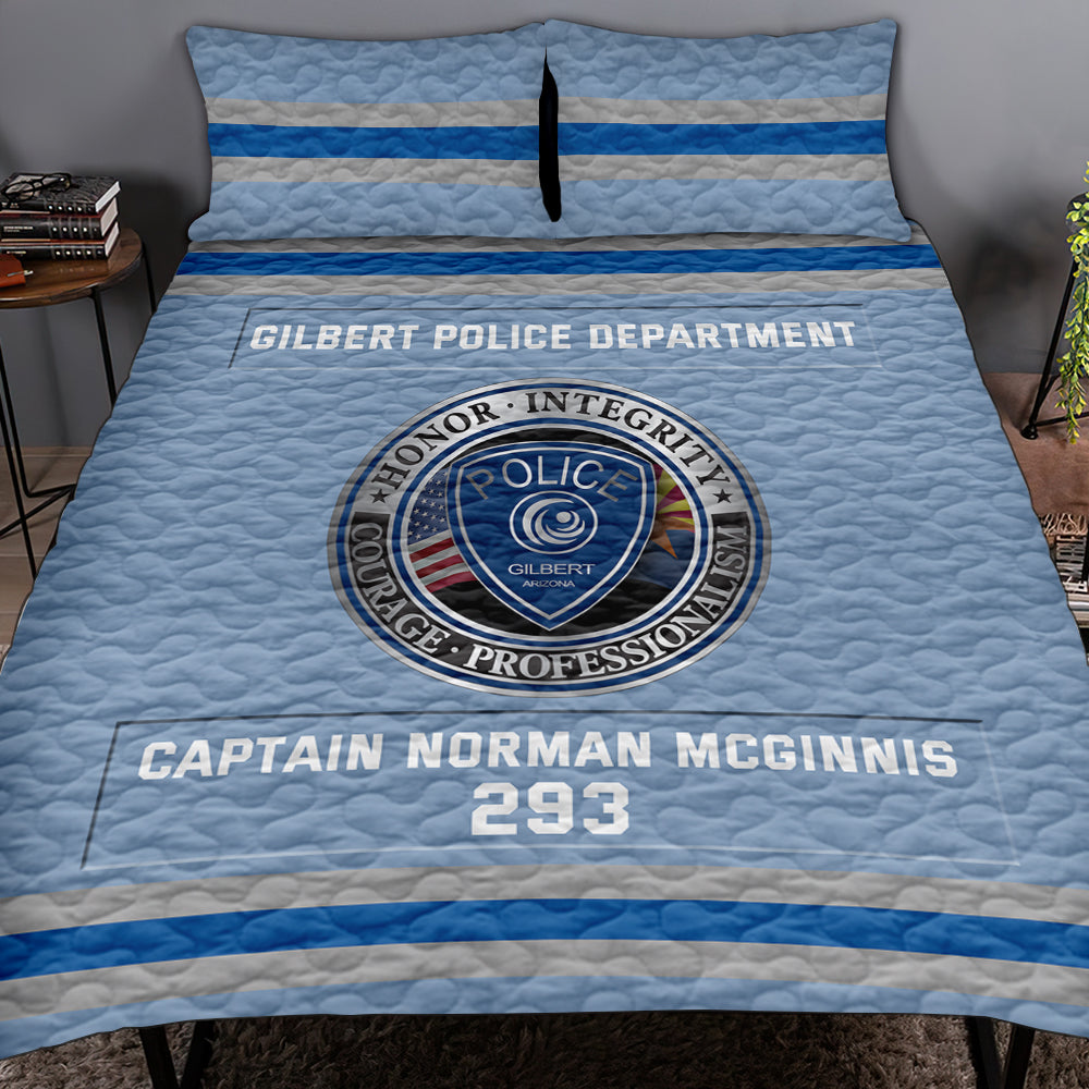 Personalized Police Quilt Bedding Set with Custom Department Logo Blanket PopCulturePrints