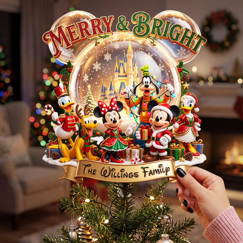 Merry & Bright Family Tree Topper - Personalized Christmas Gifts for Loved Ones Ornament PopCulturePrints