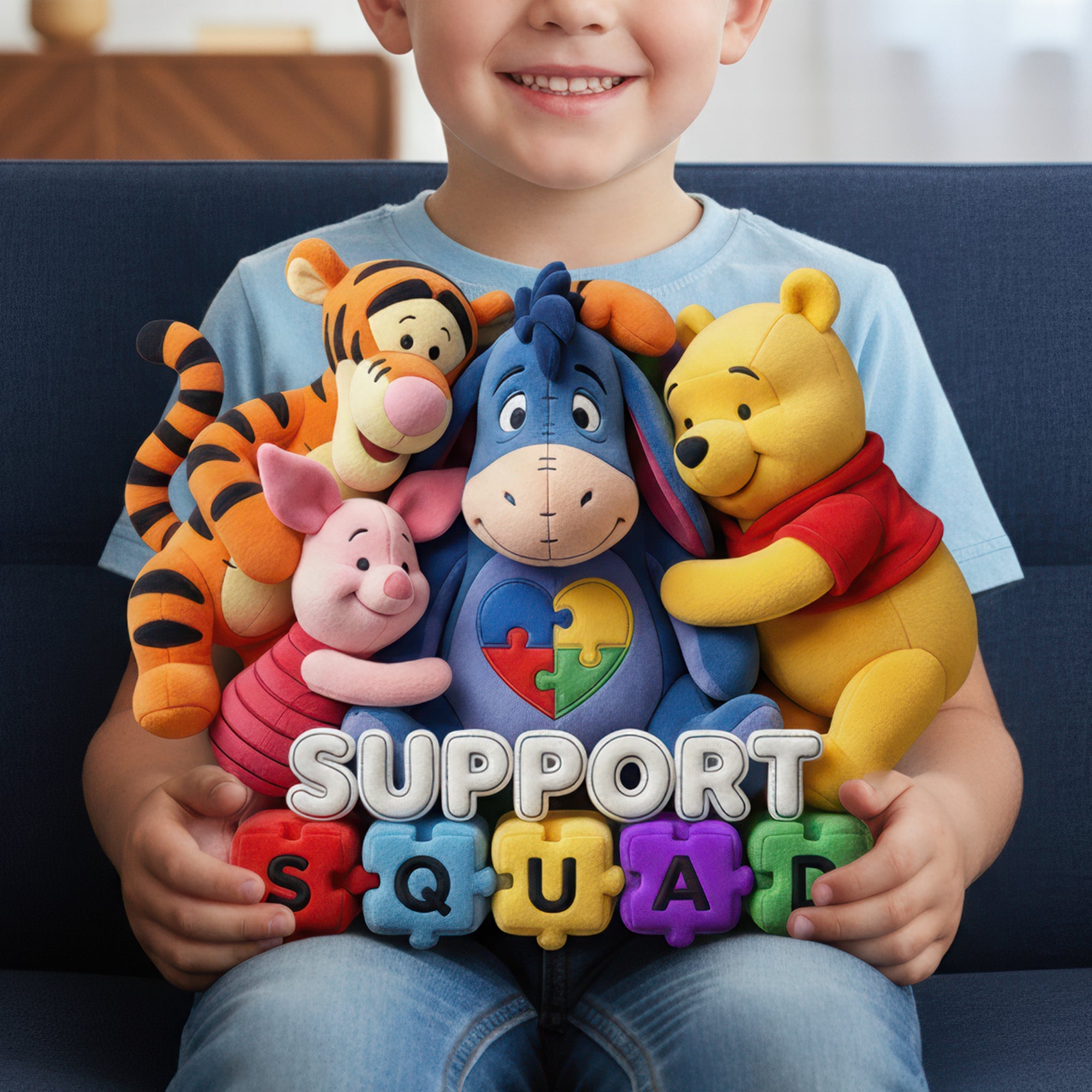 Support Squad: Personalized Autism Support Custom Shape Pillow - Thoughtful Gifts for Autism Awareness Pillow PopCulturePrints