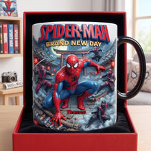 Load image into Gallery viewer, “Every Day is a New Adventure” - Personalized Warrior Fresh Start Magic Mug - Custom Gift for Spider-Man Fans
