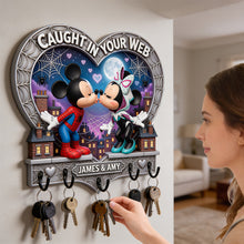 Load image into Gallery viewer, Caught In Your Web - A Heartwarming Personalized Key Hanger for Couples
