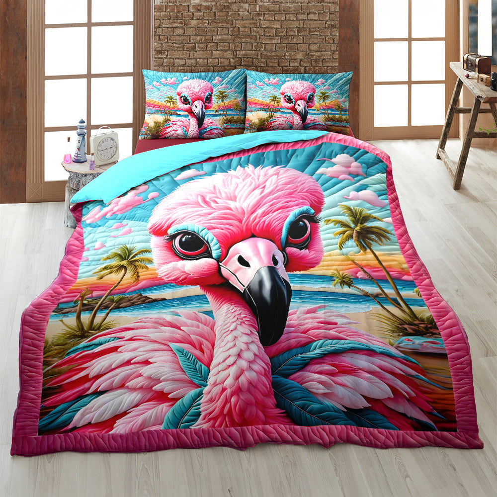 Flamingo Lovers Quilt Bedding Set - Colorful and Fun Décor Blanket PopCulturePrints