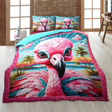 Load image into Gallery viewer, Flamingo Lovers Quilt Bedding Set - Colorful and Fun Décor Blanket PopCulturePrints
