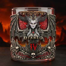 Load image into Gallery viewer, Embrace the Darkness: Demon Goddess Drinking Glass - Personalized Gift for Gamers Whiskey Glass PopCulturePrints
