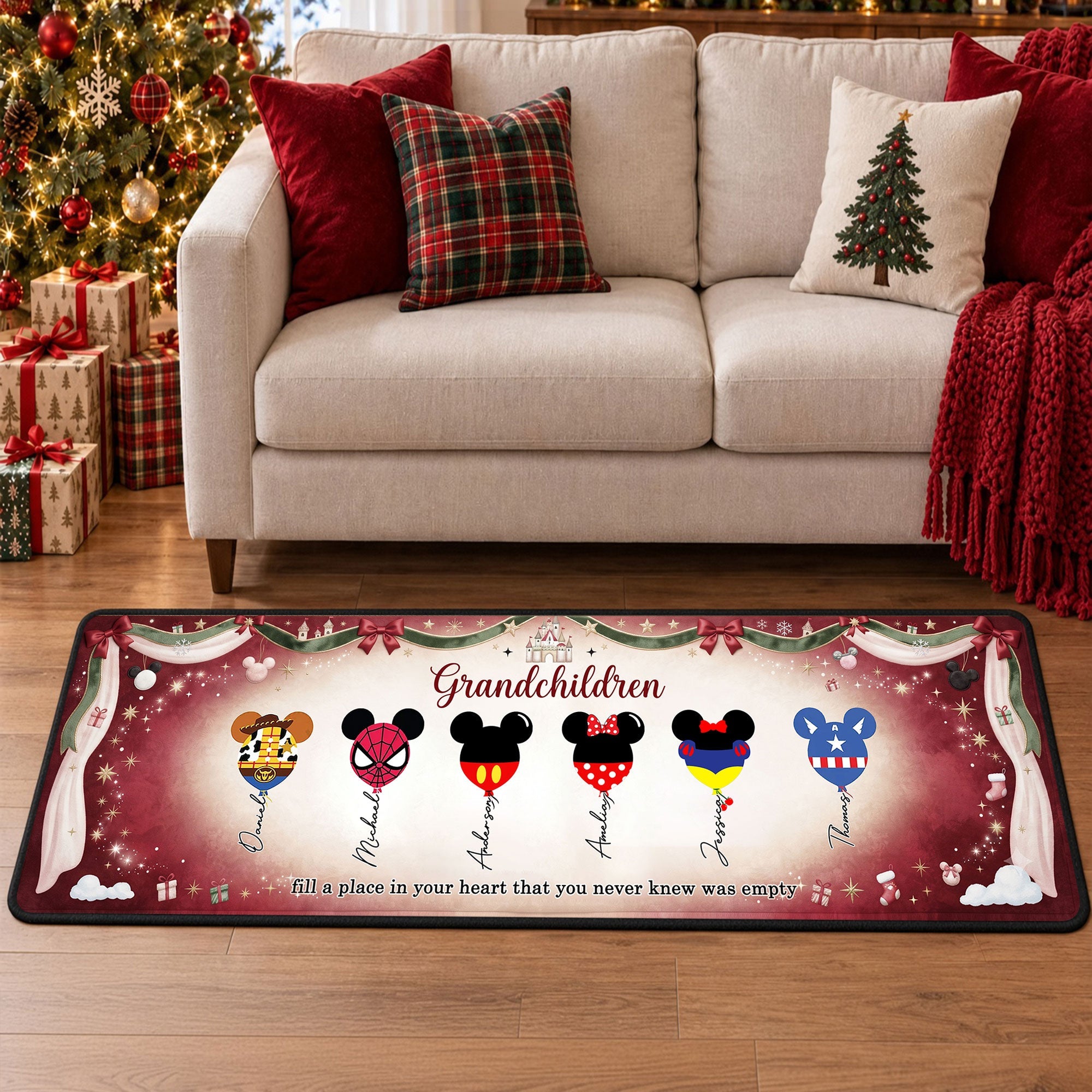 Fill a Place in Your Heart - Colorful Balloon Family Runner Rug - Personalized Gifts for Family